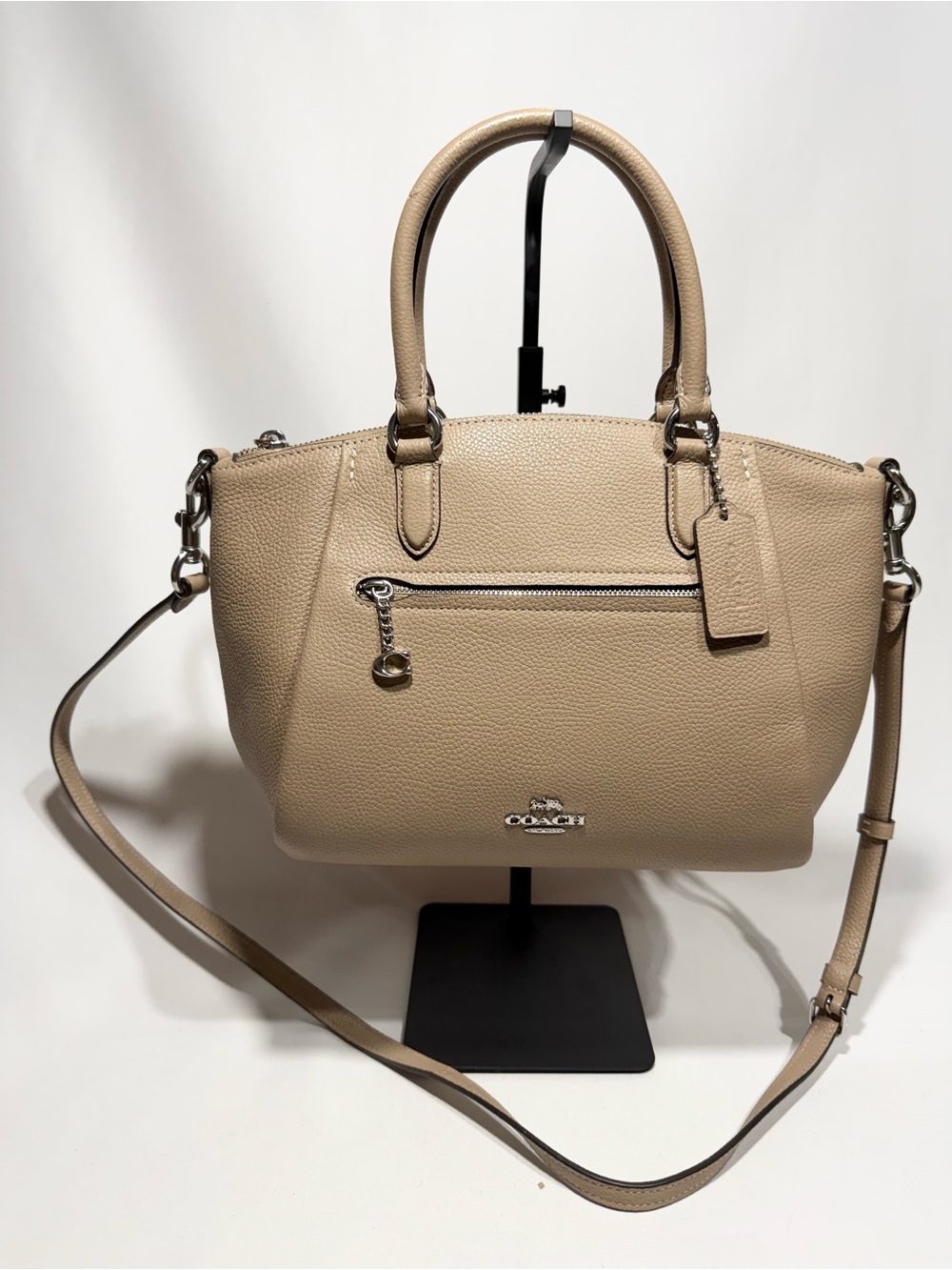Coach Pebbled Leather Satchel in Beige